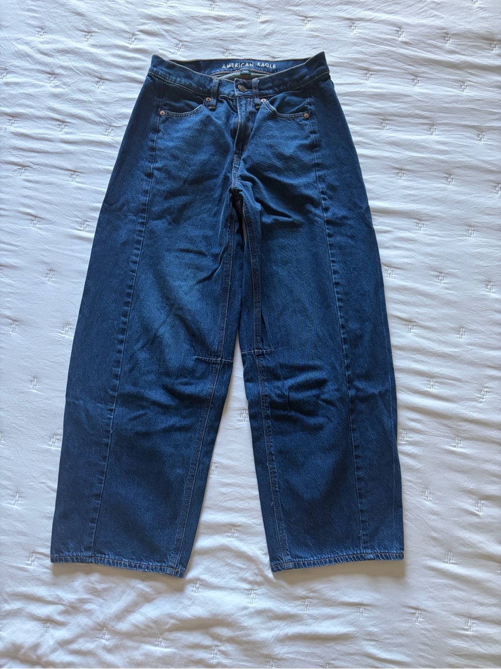 American Eagle Outfitters Dark Indigo High-Waist Barrel Jeans